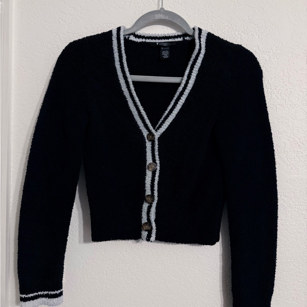 Victoria's Secret Black Cardigan with White Trim
